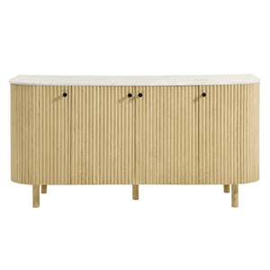 Caldera 60" Curved Solid Wood and Marble Sideboard Storage Cabinet by Modway