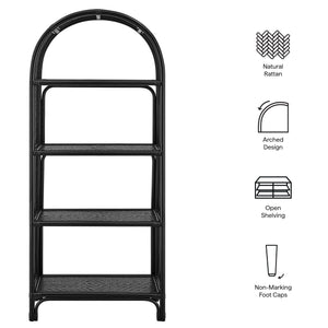 Celeste 67 Inch Tall Arched Natural Rattan Bookshelf by Modway
