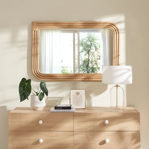 Corsica Curved Rectangle Rattan Wall Mirror by Modway