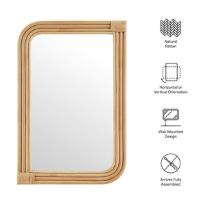Corsica Curved Rectangle Rattan Wall Mirror by Modway