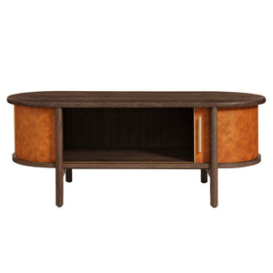 Coralie Curved Vegan Leather Oval Coffee Table by Modway