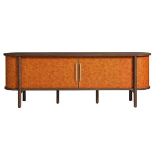 Coralie Curved 71" Vegan Leather Oval TV Stand by Modway