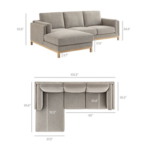 Roscoe Left-Facing Fabric Sectional Sofa with Chaise by Modway