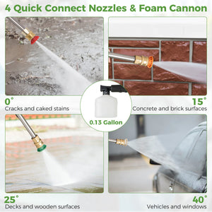 2150PSI Electric Pressure Washer 1.2GPM with 4 Quick Connect Nozzles and Foam Cannon