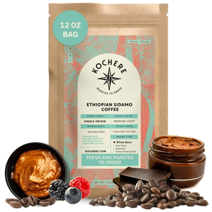 Kochere Coffee Ethiopian Sidamo Natural Medium-Light Roast - Milk Chocolate, Fruity Notes