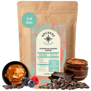 Kochere Coffee Ethiopian Sidamo Natural Medium-Light Roast - Milk Chocolate, Fruity Notes