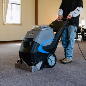 3-in-1 Commercial Carpet Extractor Cleaner, 18” Width, 9 Gallon Dual Tanks, Dual 1000W Motors for Hotels, Offices & Upholstery