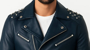 Aiden Blue Leather Jacket - Men Leather Jacket Blue
