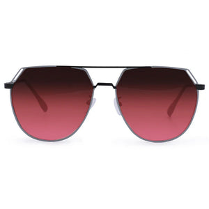 Farrah - Black Frame Ruby Lens Square Aviator Sunglasses