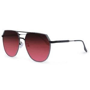 Farrah - Black Frame Ruby Lens Square Aviator Sunglasses