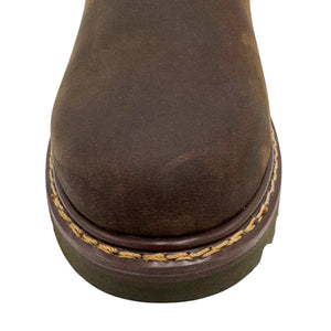 9843- Aussie: Men's 6" Pull on Work Boot - Brown [soft toe, side zip]