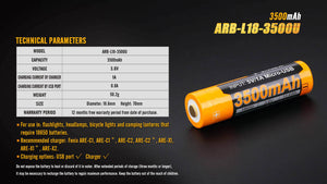 Fenix ARB-L18-3500U USB Rechargeable Li-ion 18650 Battery - TRAPSKI