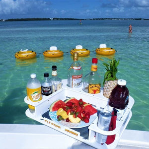 Docktail Butler Boat Table with Adjustable Rod Holder Mount