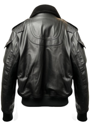 Flight Bomber Black Leather Jacket – Men Bomber Leather Jacket