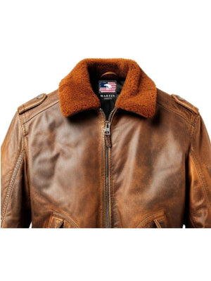 Flight Bomber Jacket – Aviator Flight Bomber Leather Jacket Distressed Brown