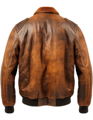 Flight Bomber Jacket – Aviator Flight Bomber Leather Jacket Distressed Brown