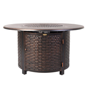 Florence 44" Round Woven Aluminum Convertible Gas Fire Pit Table
