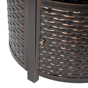 Florence 44" Round Woven Aluminum Convertible Gas Fire Pit Table