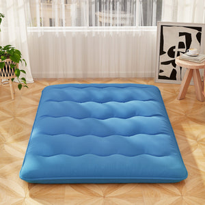 Foldable Futon Mattress with Washable Cover and Carry Bag for Camping Blue