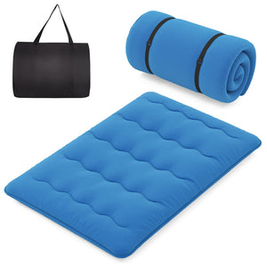 Foldable Futon Mattress with Washable Cover and Carry Bag for Camping Blue