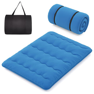 Foldable Futon Mattress with Washable Cover and Carry Bag for Camping Blue