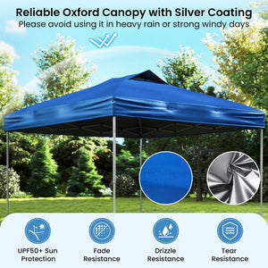 10 X 10 FT Foldable Outdoor Patio Shelter Canopy Tent with 1-Push Center Lock