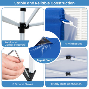 10 X 10 FT Foldable Outdoor Patio Shelter Canopy Tent with 1-Push Center Lock
