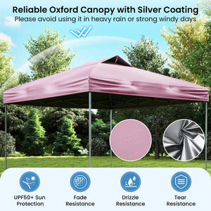 10 X 10 FT Foldable Outdoor Patio Shelter Canopy Tent with 1-Push Center Lock