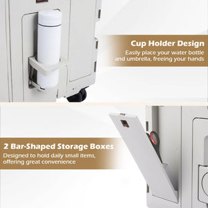 Foldable Utility Cart on 4 Rotate Wheels with Cup Holder