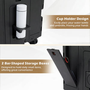 Foldable Utility Cart on 4 Rotate Wheels with Cup Holder