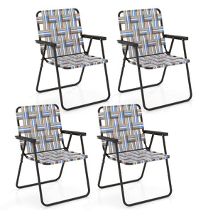 2 Pieces Folding Beach Chair Camping Lawn Webbing Chair