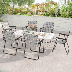 2 Pieces Folding Beach Chair Camping Lawn Webbing Chair