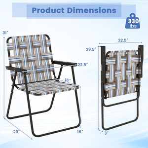 2 Pieces Folding Beach Chair Camping Lawn Webbing Chair