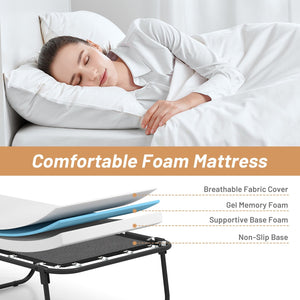 75 x 31 Inch Folding Bed with Mattress Cot Size with Memory Foam