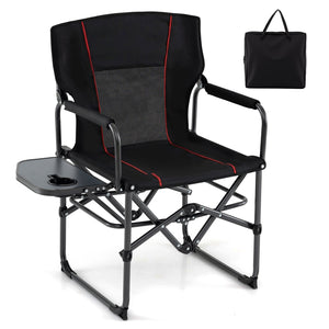 Folding Camping Chair with Side Table and Cup Holder with Carrying Bag