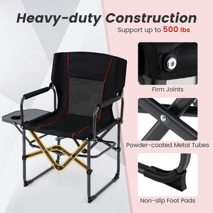 Folding Camping Chair with Side Table and Cup Holder with Carrying Bag