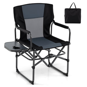 Folding Camping Chair with Side Table and Cup Holder with Carrying Bag