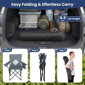 Folding Camping Chair with Mesh Back and Carrying Bag