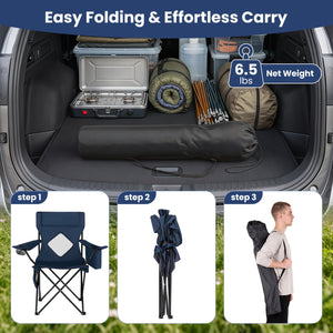 Folding Camping Chair with Mesh Back and Carrying Bag