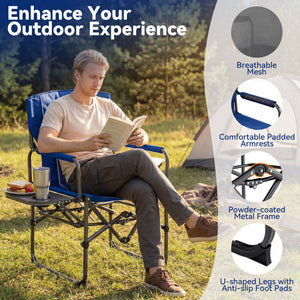 Folding Camping Chair with Side Table and Cup Holder
