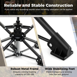 Folding Camping Stool 360° Swivel Hunting Chair with Anti-Sink Feet