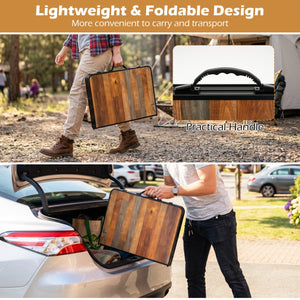 Folding Camping Table with Adjustable Heights Storage Net & Handle