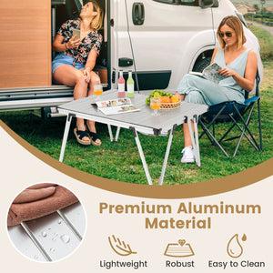 Folding Camping Table Picnic Table with Storage Bag and Waterproof Desktop