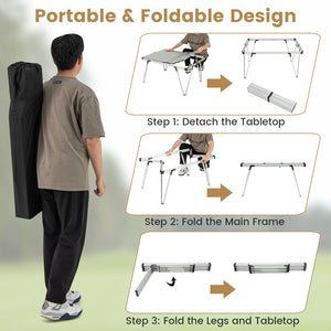 Folding Camping Table Picnic Table with Storage Bag and Waterproof Desktop