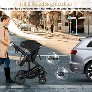 3-in-1 Folding Convertible Newborn Stroller with Detachable Bassinet