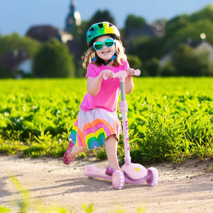 Folding Kids Scooter with Extra Wide Deck and LED Lighted PU Wheels