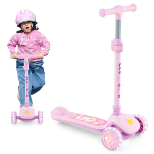 Folding Kids Scooter with Extra Wide Deck and LED Lighted PU Wheels