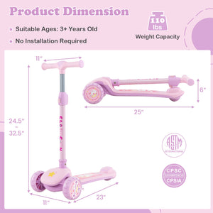 Folding Kids Scooter with Extra Wide Deck and LED Lighted PU Wheels