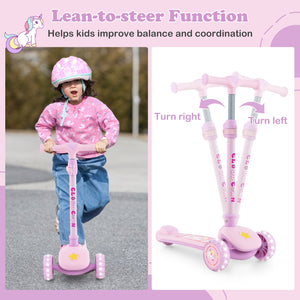 Folding Kids Scooter with Extra Wide Deck and LED Lighted PU Wheels