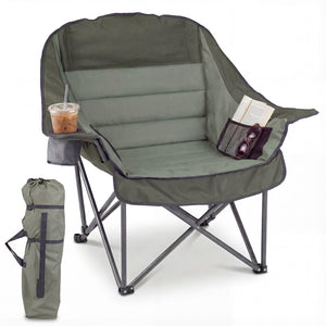 Folding Oversized Camping Chair with Side Pockets and Cup Holder